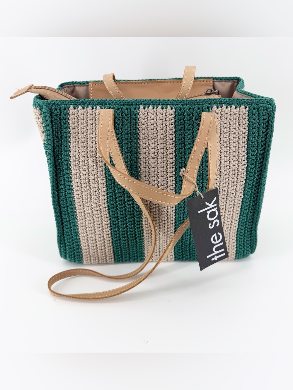 The Sak Sable Boxy Crochet Tote - Clover Stripe-New With Tag